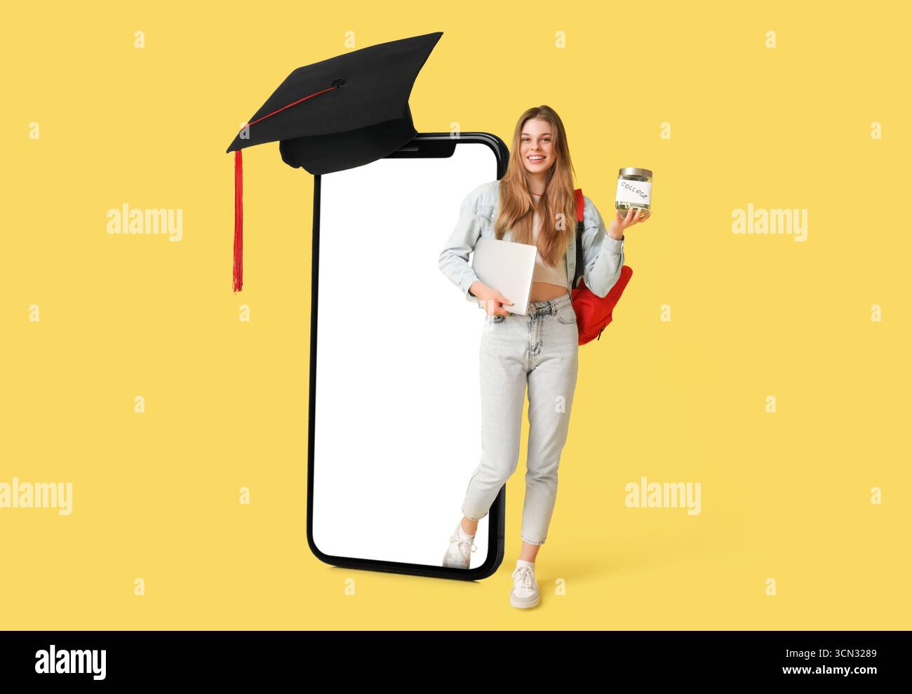 Yellow graduation cap on screen hi-res stock photography and images - Alamy