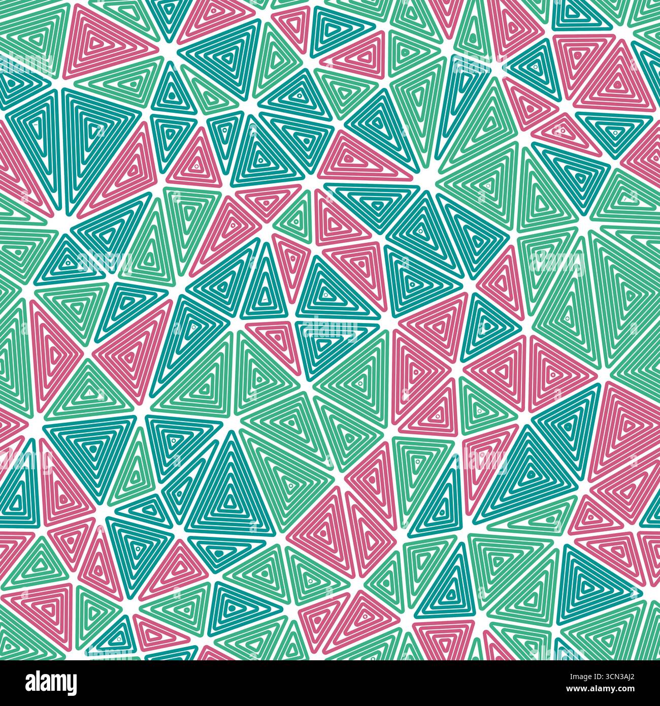 Abstract background with mosaic triangle shapes. Medium triangles size. Multiple repeated inner triangles. Multiple colors style. Repeatable pattern. Stock Vector