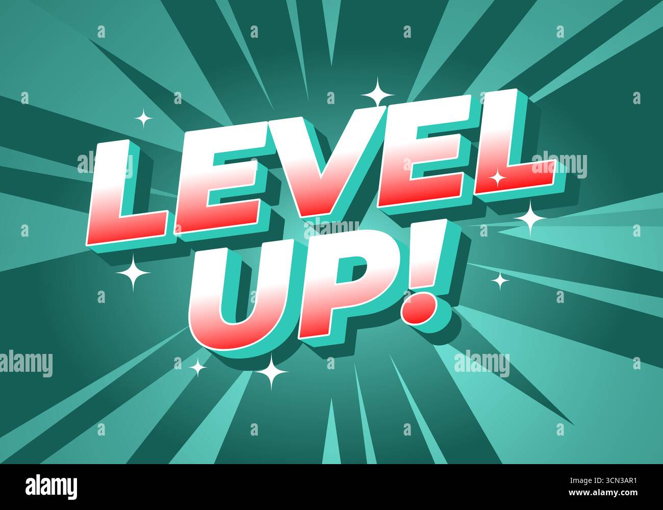 A vibrant graphic design featuring the text LEVEL UP! in bold, 3D style ...
