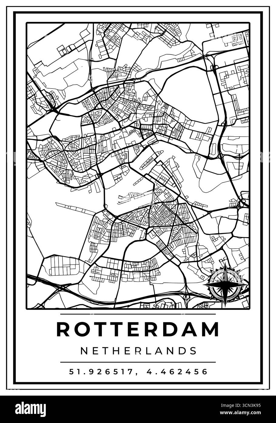 Map of rotterdam Black and White Stock Photos & Images - Alamy