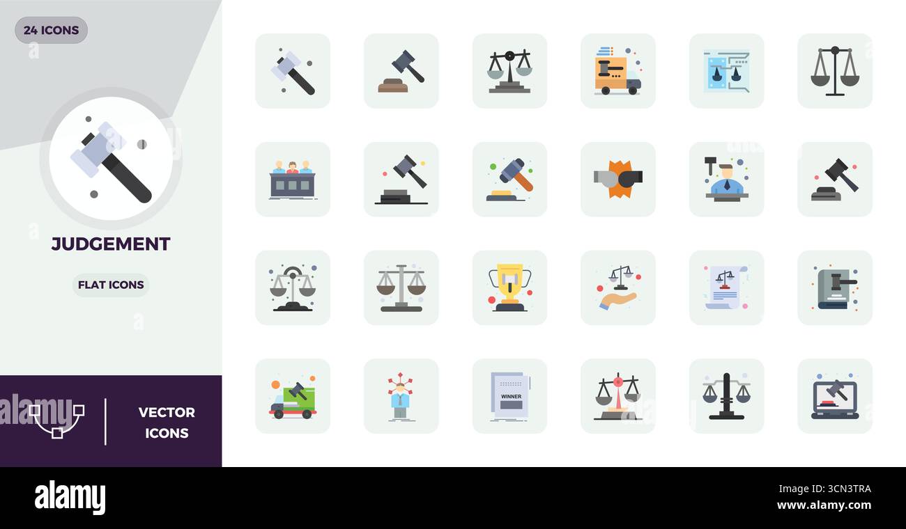 Beautifully rendered 24 Flat PIXEL perfect vector icons for Judgement ...
