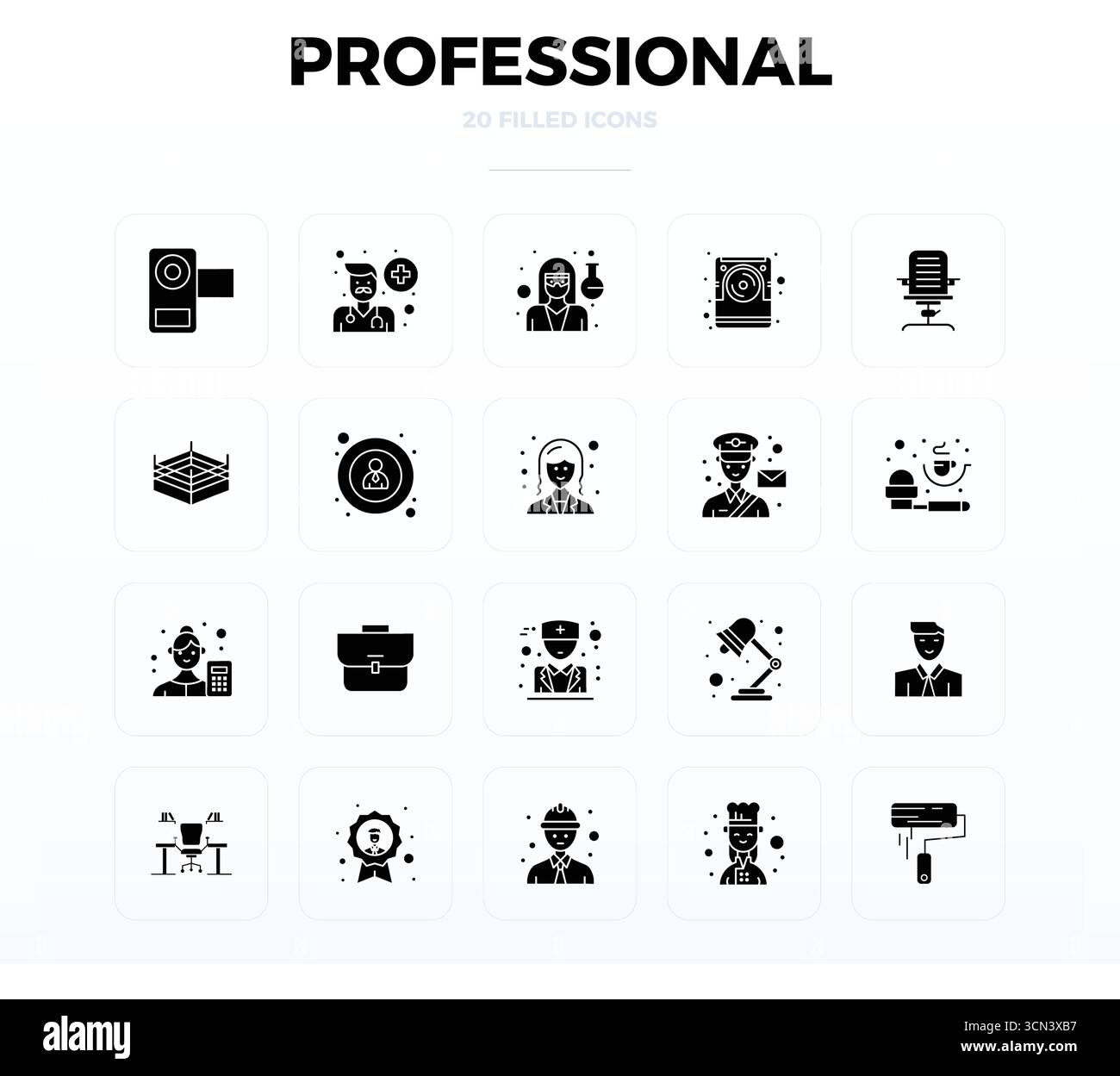 Set of 20 Filled Glyph PIXEL perfect vector icons themed around ...