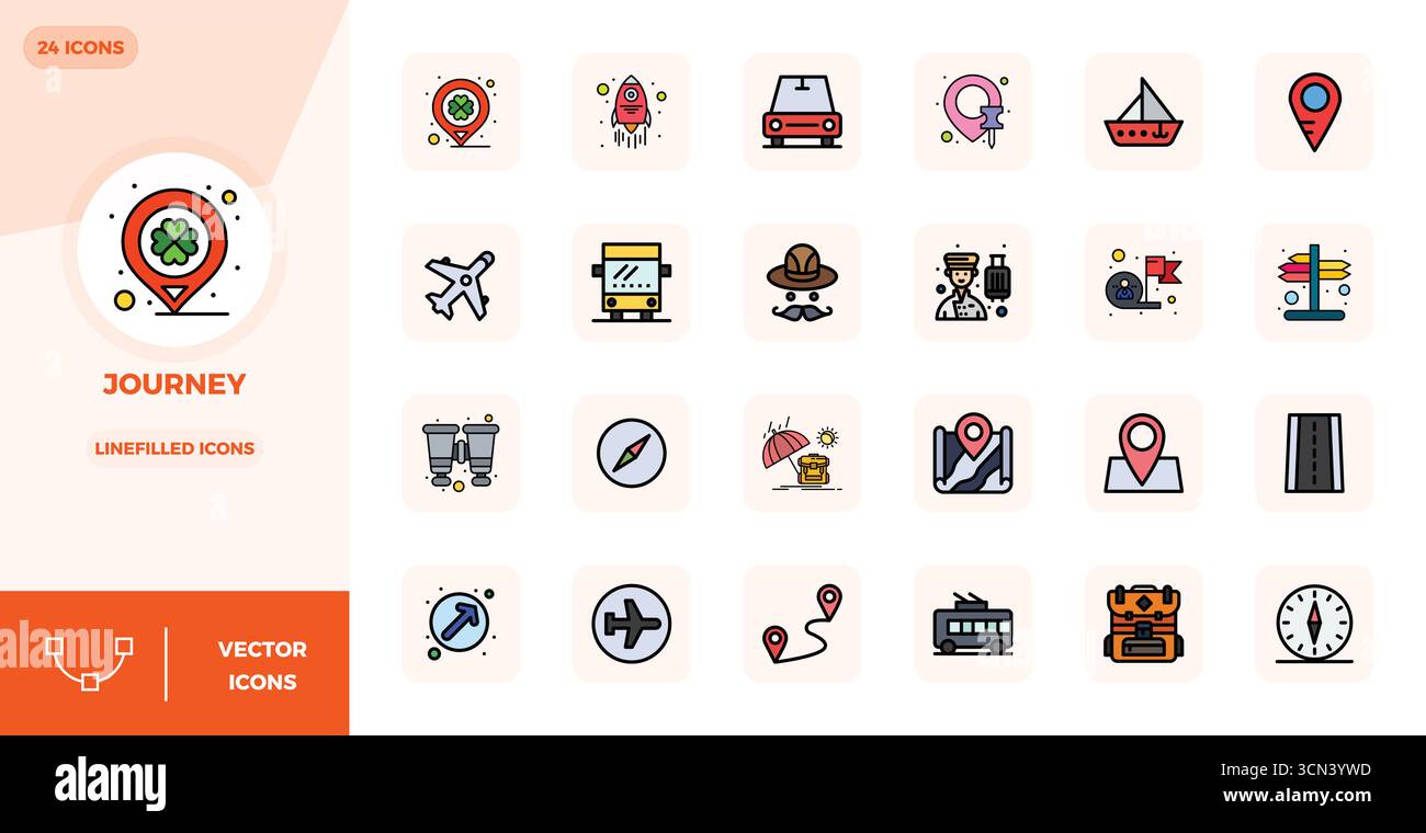 Professionally designed 24 vector icons in Lineal Filled Flat ...