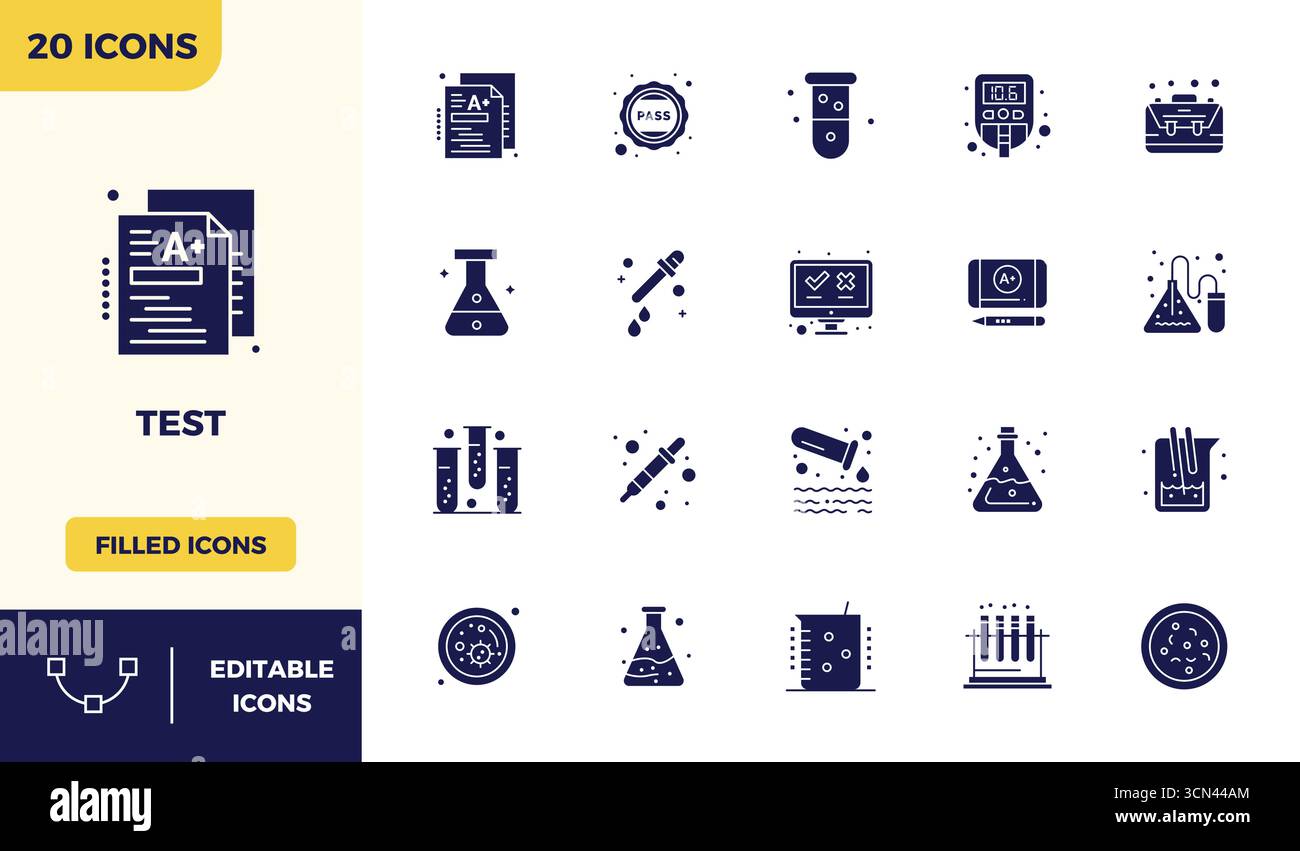 Vector pack with 20 Glyph Filled PIXEL perfect icons inspired by Test ...