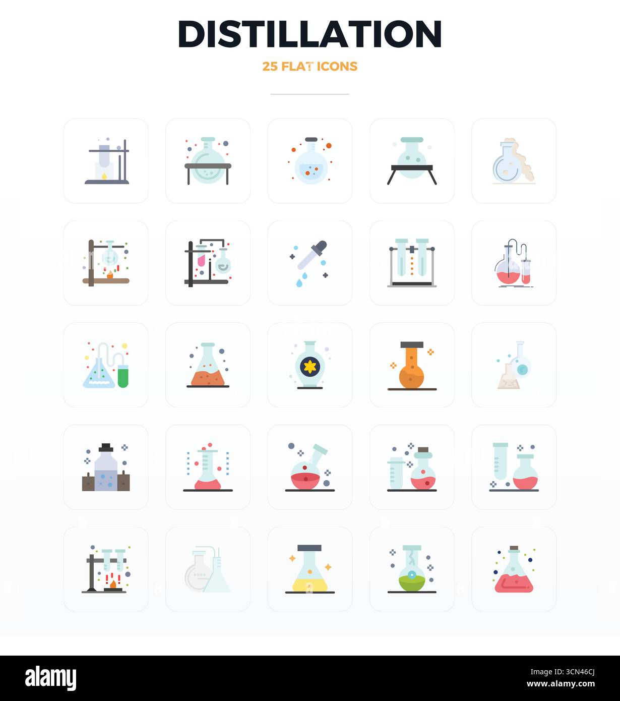 Perfectly balanced 25 Flat PIXEL perfect vector icons for Distillation ...