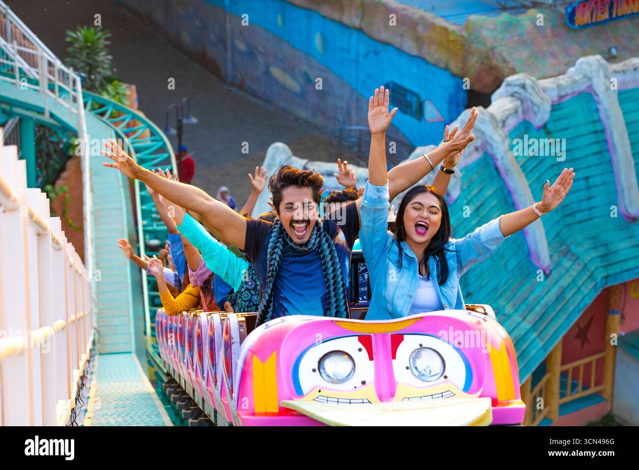 Friends Rollo Coaster Friends Having Fun on Roller Coaster - Thrilling Amusement Park Ride ...