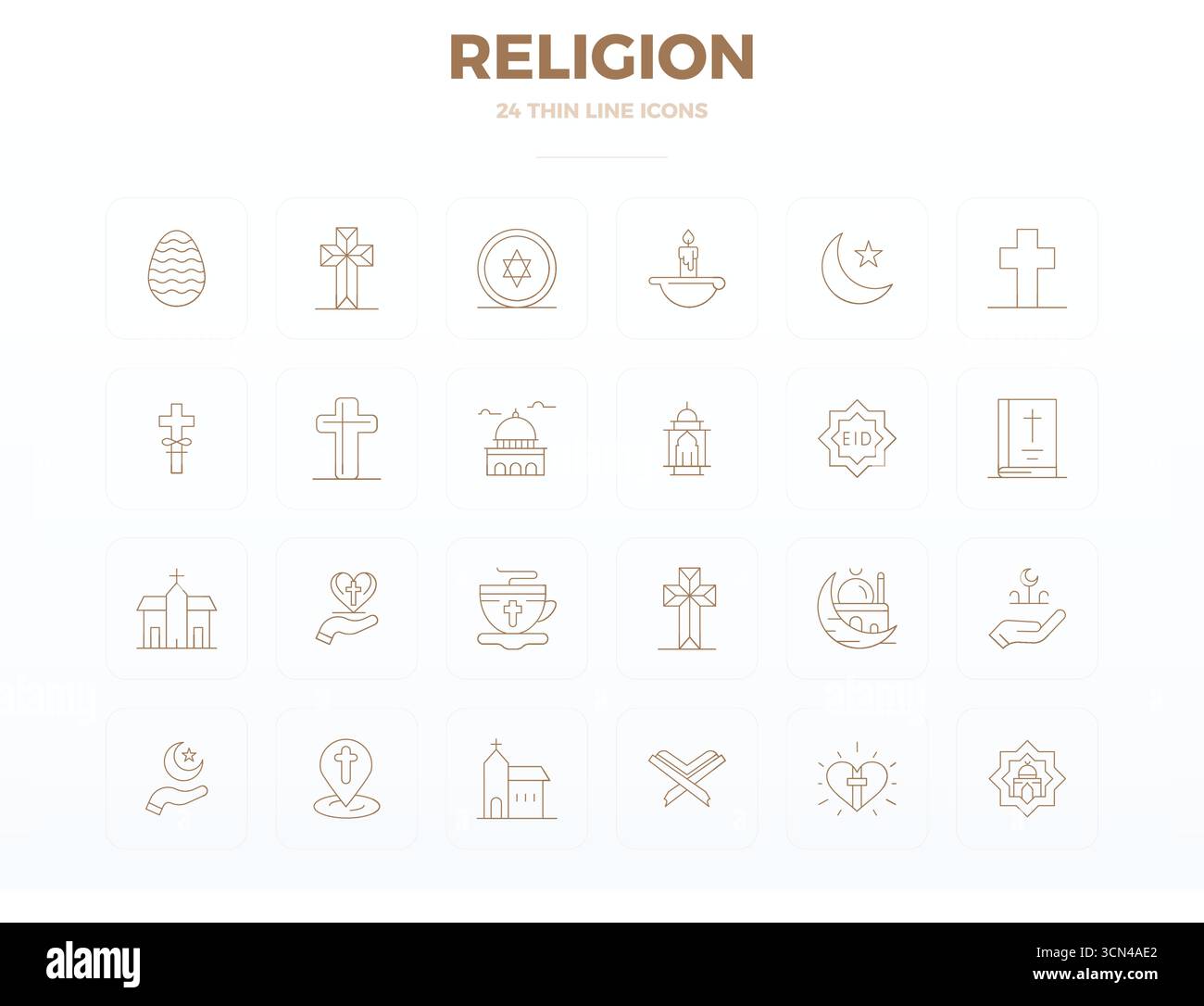 Comprehensive toolkit of 24 vector icons themed around Religion ...