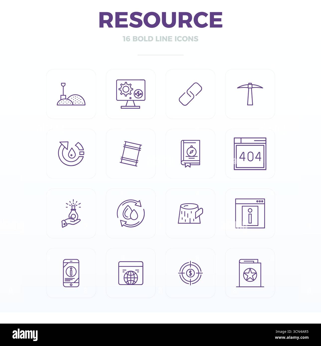 Discover a set of 16 Bold Outline vector icons crafted for the Resource ...