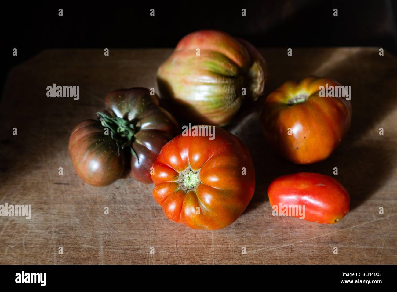 organic ripe tomatoes freshly picked Stock Photo