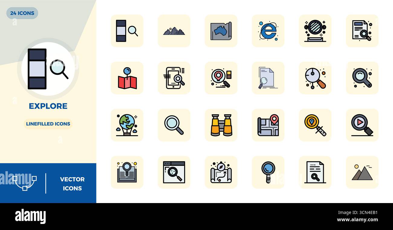 Masterfully created 24 vector icons representing Explore in Lineal ...