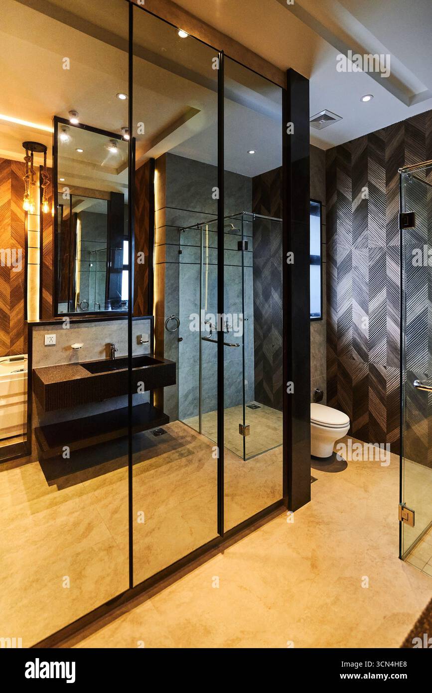 Sleek bathroom featuring contemporary hi-res stock photography and ...