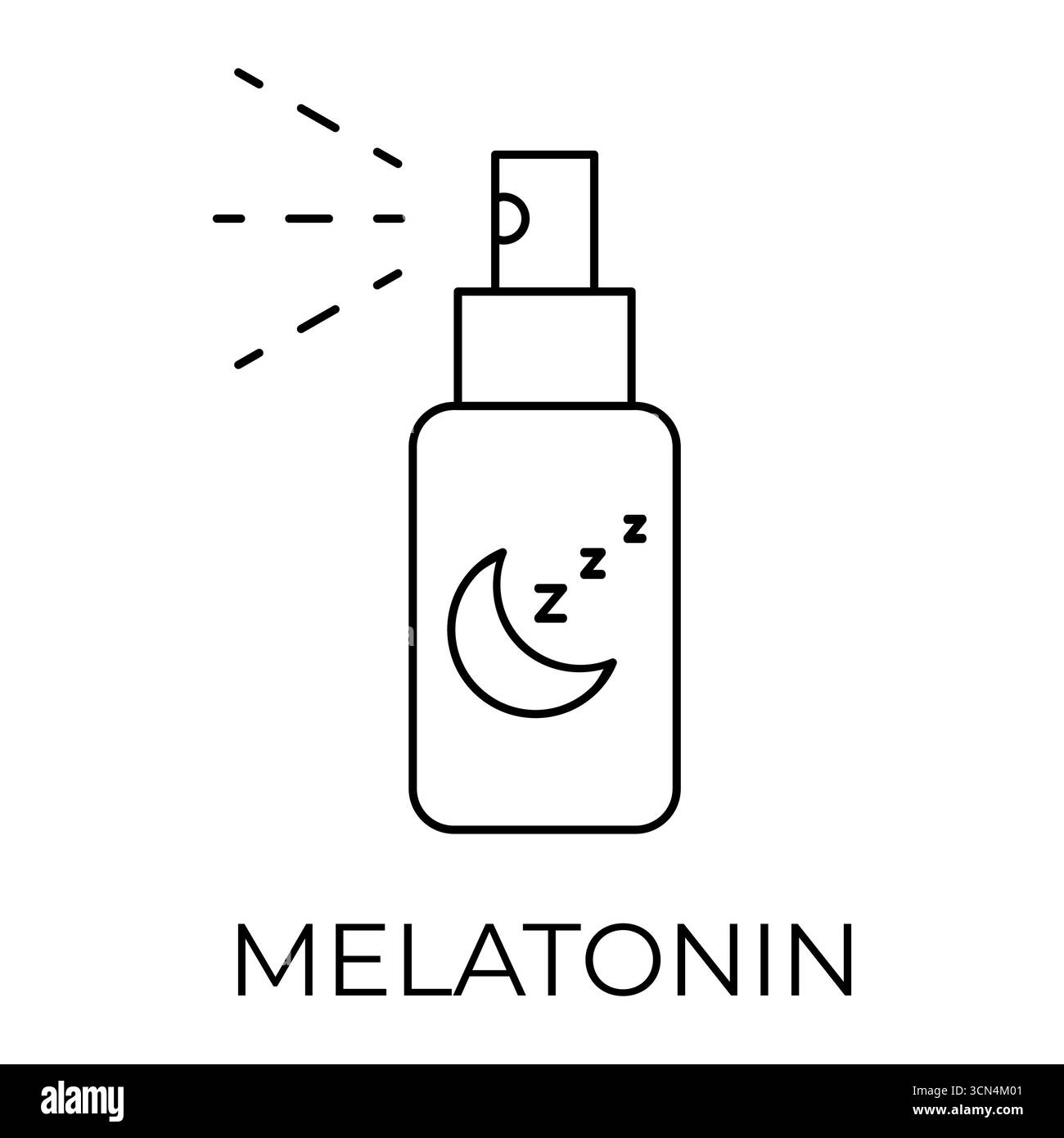 Melatonin spray line icon. Sleep aid supplement. Sleep cycle regulation ...