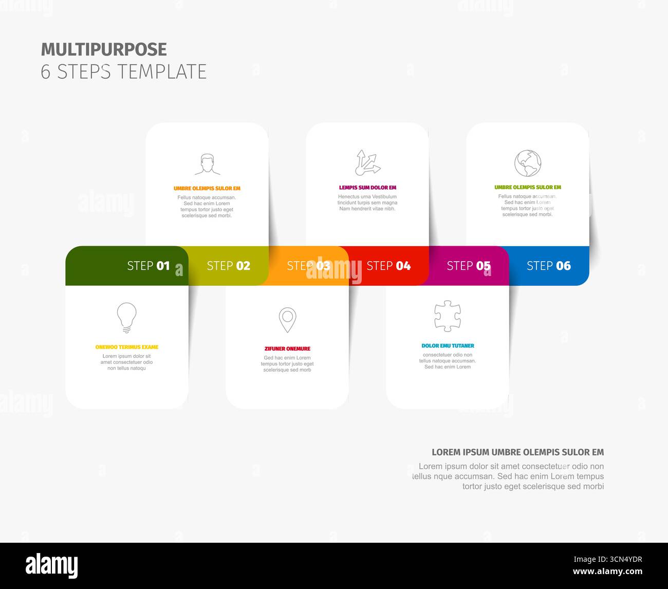 A clear, multipurpose 6 steps template infographic design with six ...