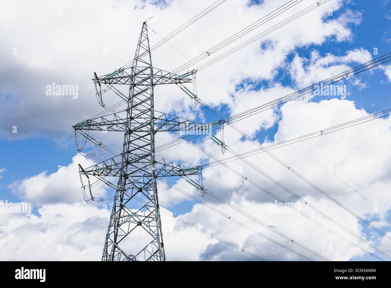High Voltage Transmission Tower and Power Lines Stock Photo - Alamy