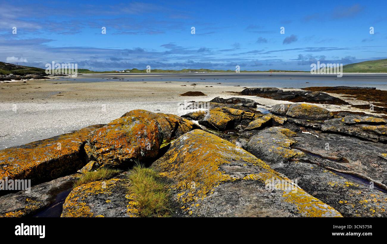 Traigh Mhor on the Isle of Barra, Outer Hebrides - the cockleshell beach that doubles as an airport Stock Photo
