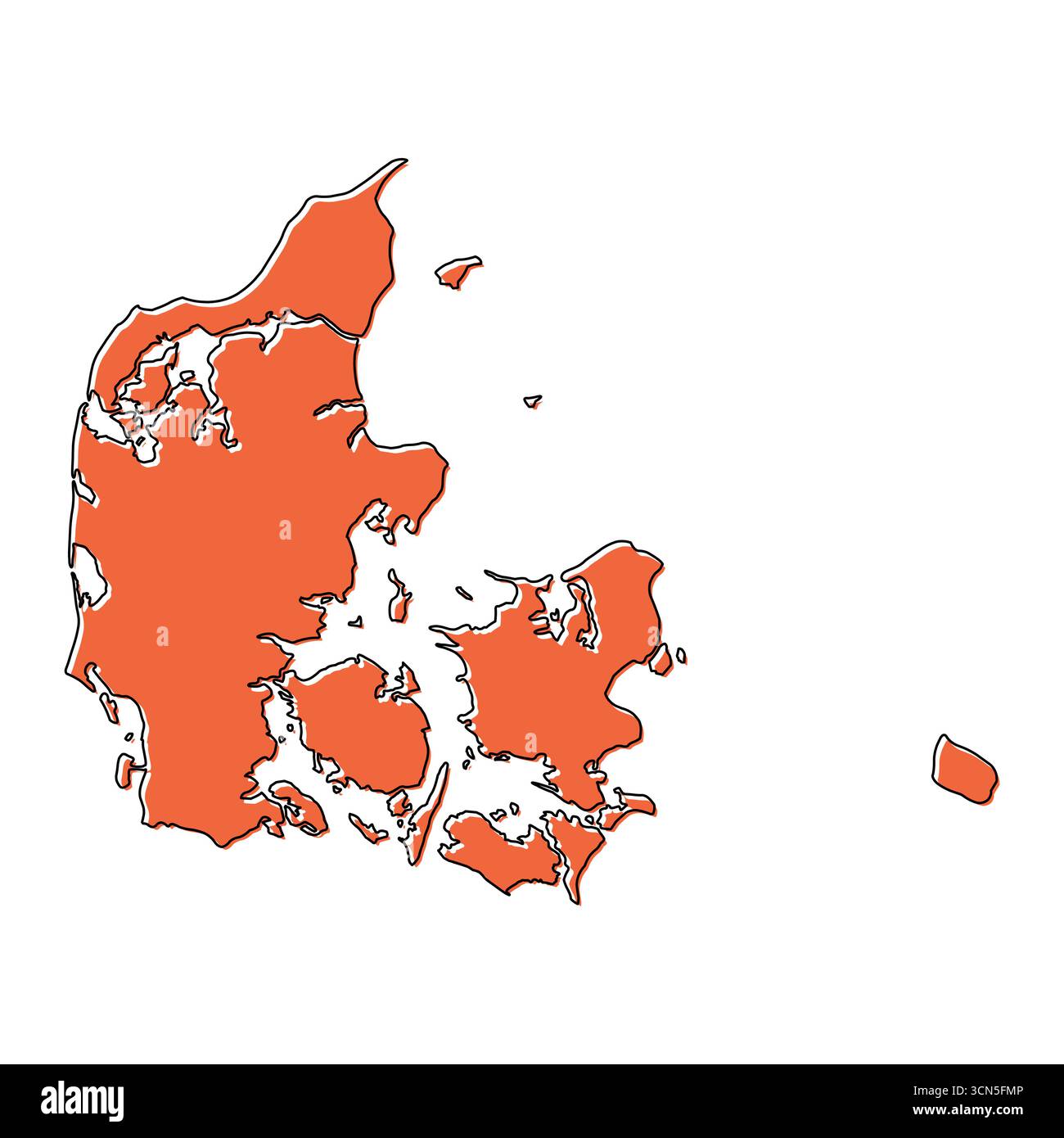 Denmark map symbol shape, travel web flat concept icon vector ...