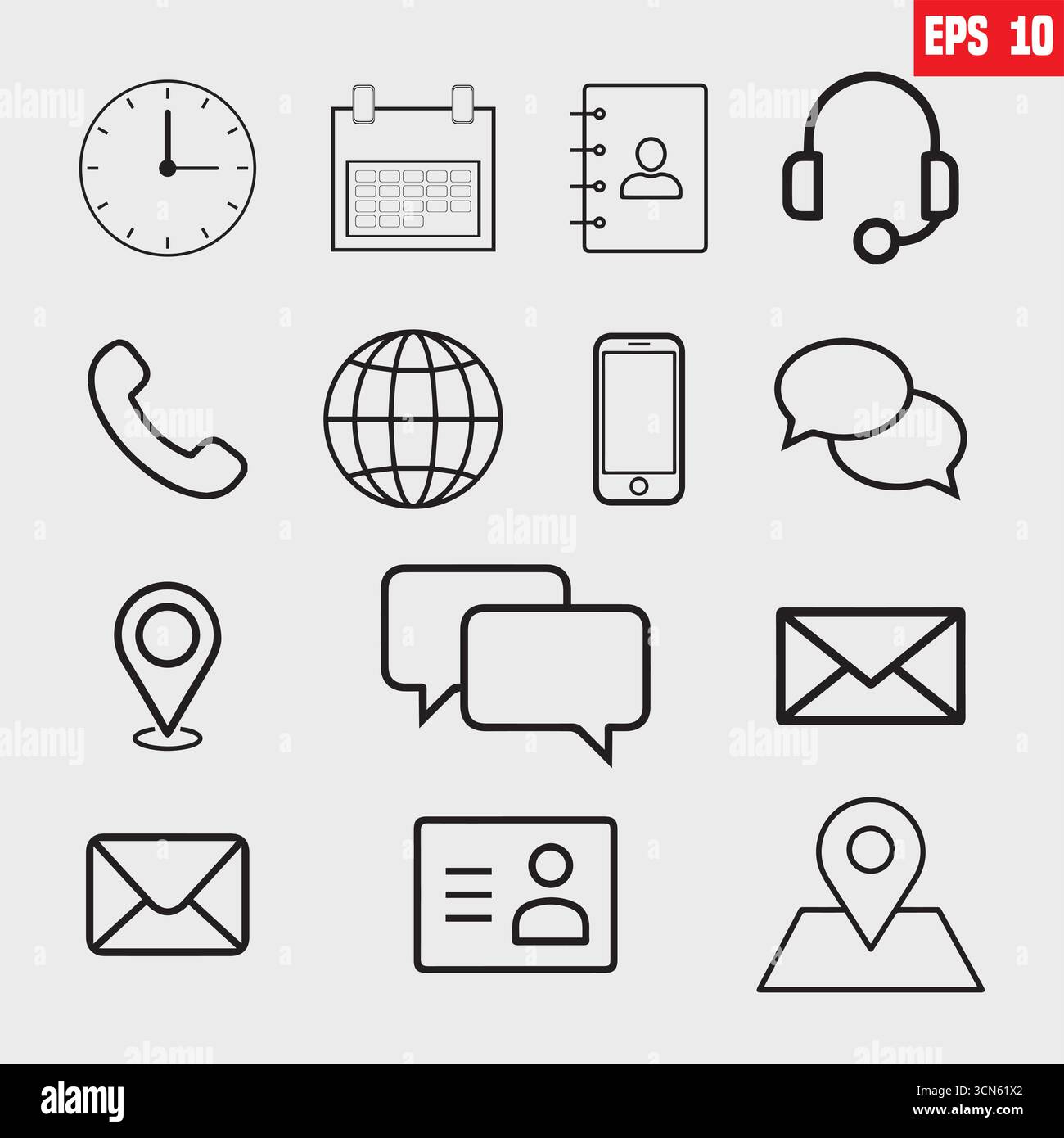 Contact us icon vector. Communication icon set Stock Vector