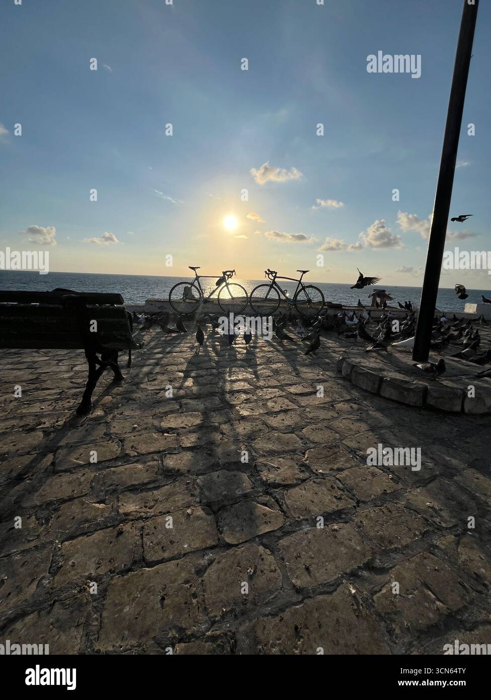 “Bicycles parked near the historic Borj Ras fortress in Mahdia, Tunisia, Mediterranean coast” - Smartphone Captured Stock Image