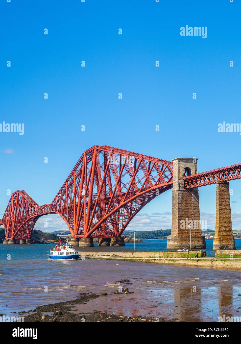Forth Bridge across Firth of Forth in Edinburgh, UK Stock Photo