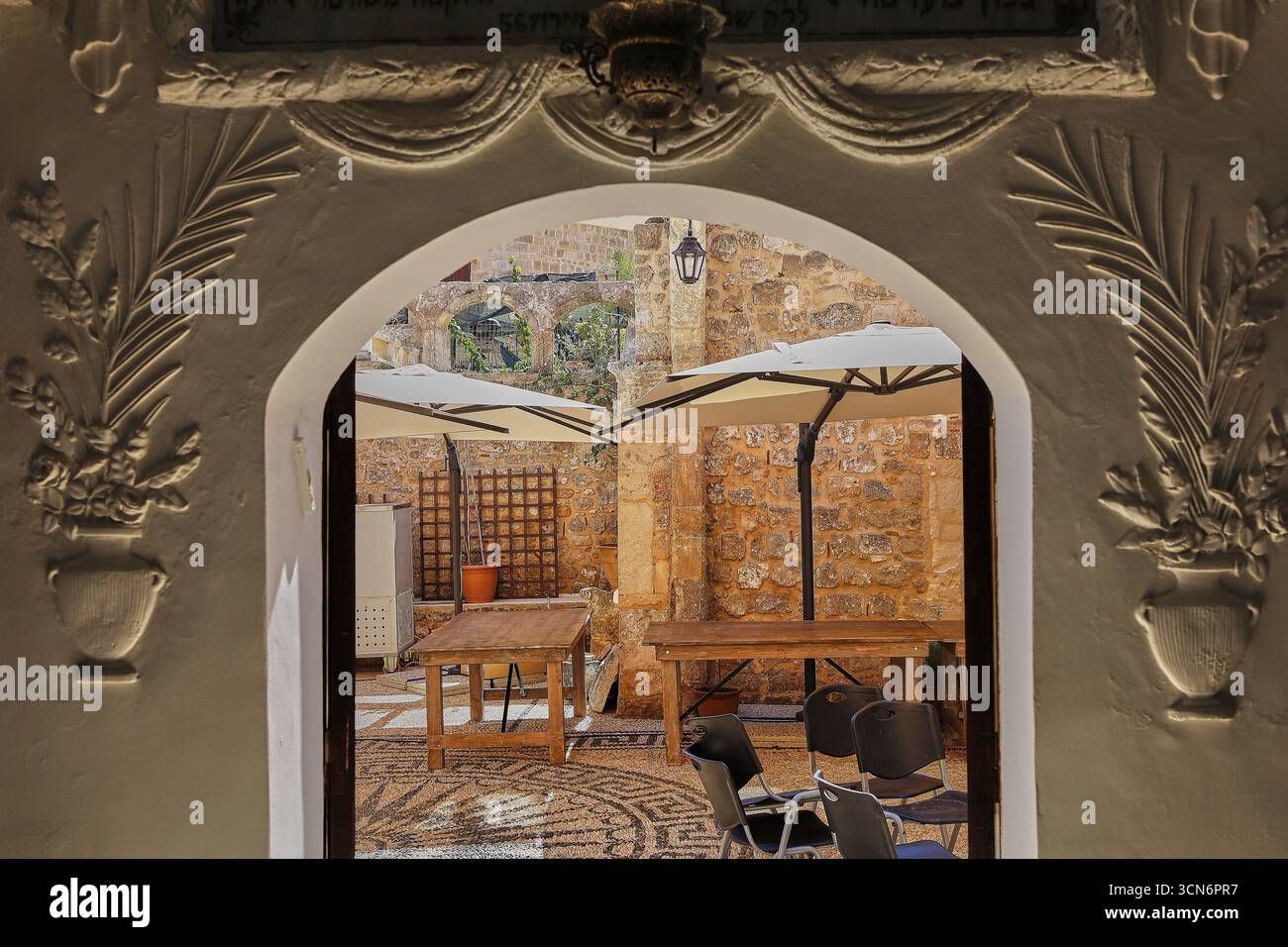 Synagogue Rhodes View of decorated historic exterior, Kahal Shalom Synagogue, Sephardic ...