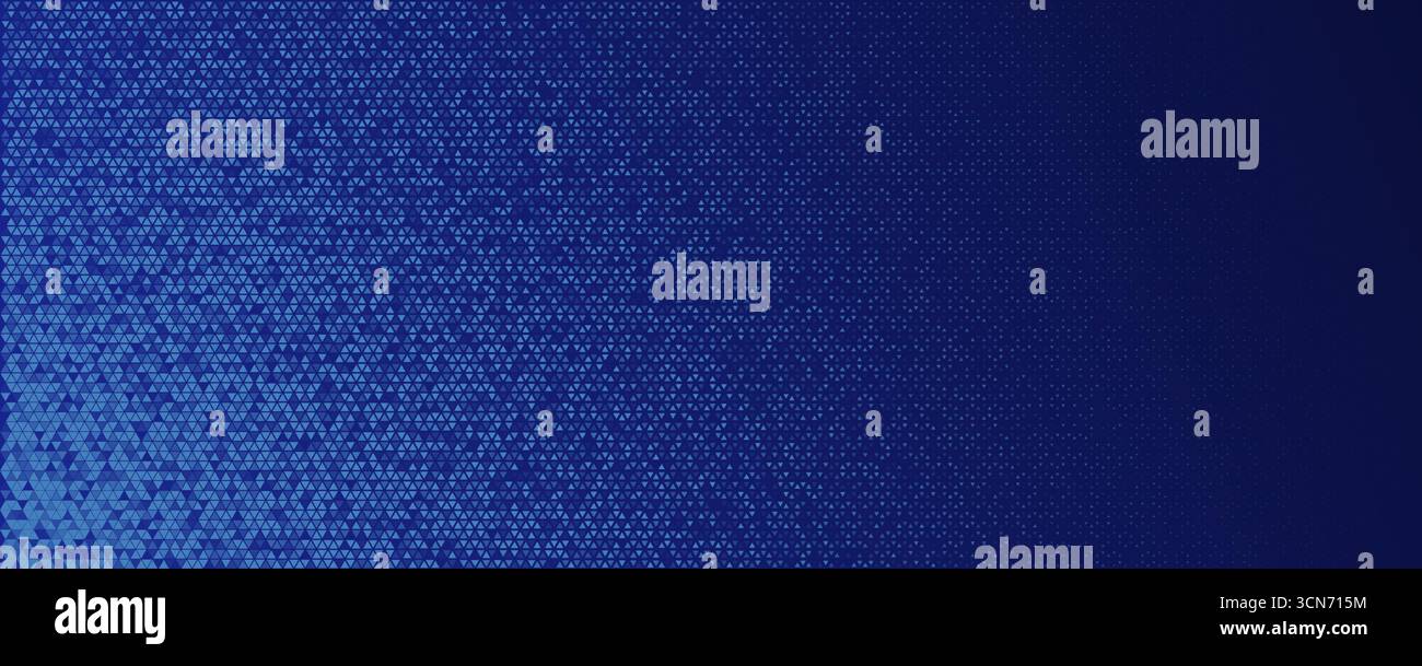 Blue triangle micro pattern creates diagonal gradient glow, calm tech vibe. Low poly mosaic, technology theme. Background for banner, UI, web. Minimal Stock Vector
