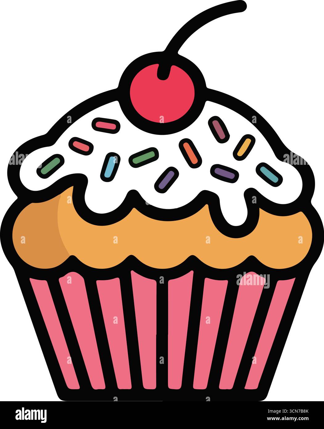 Cute Cupcake Clipart With Cherries And Sprinkles Stock Vector Image Cute Cupcake Clipart With Cherries And Sprinkles Stock Vector Image