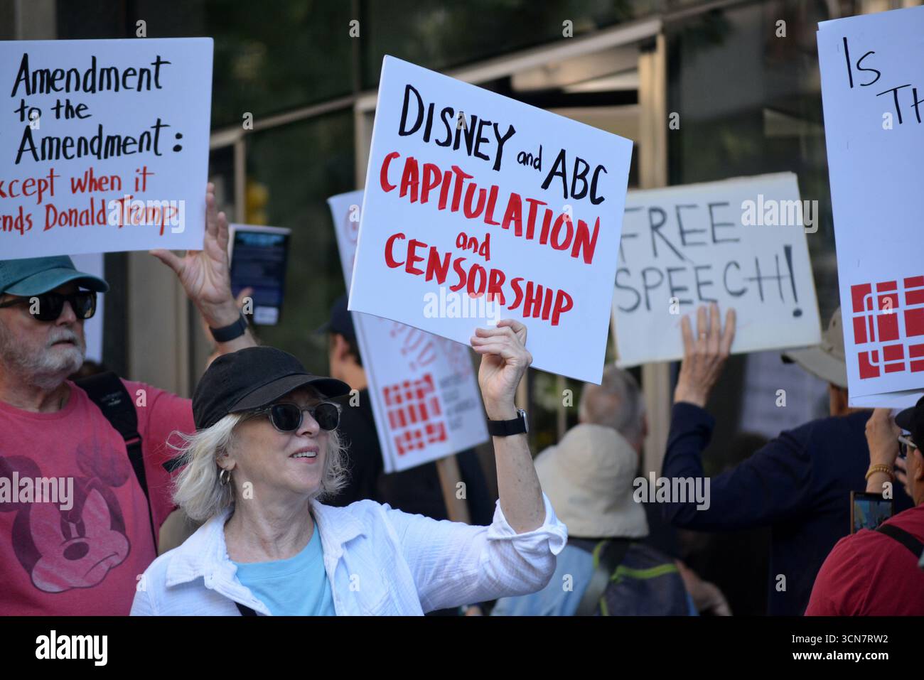 Writers Guild of America members protesting the suspension of Jimmy ...