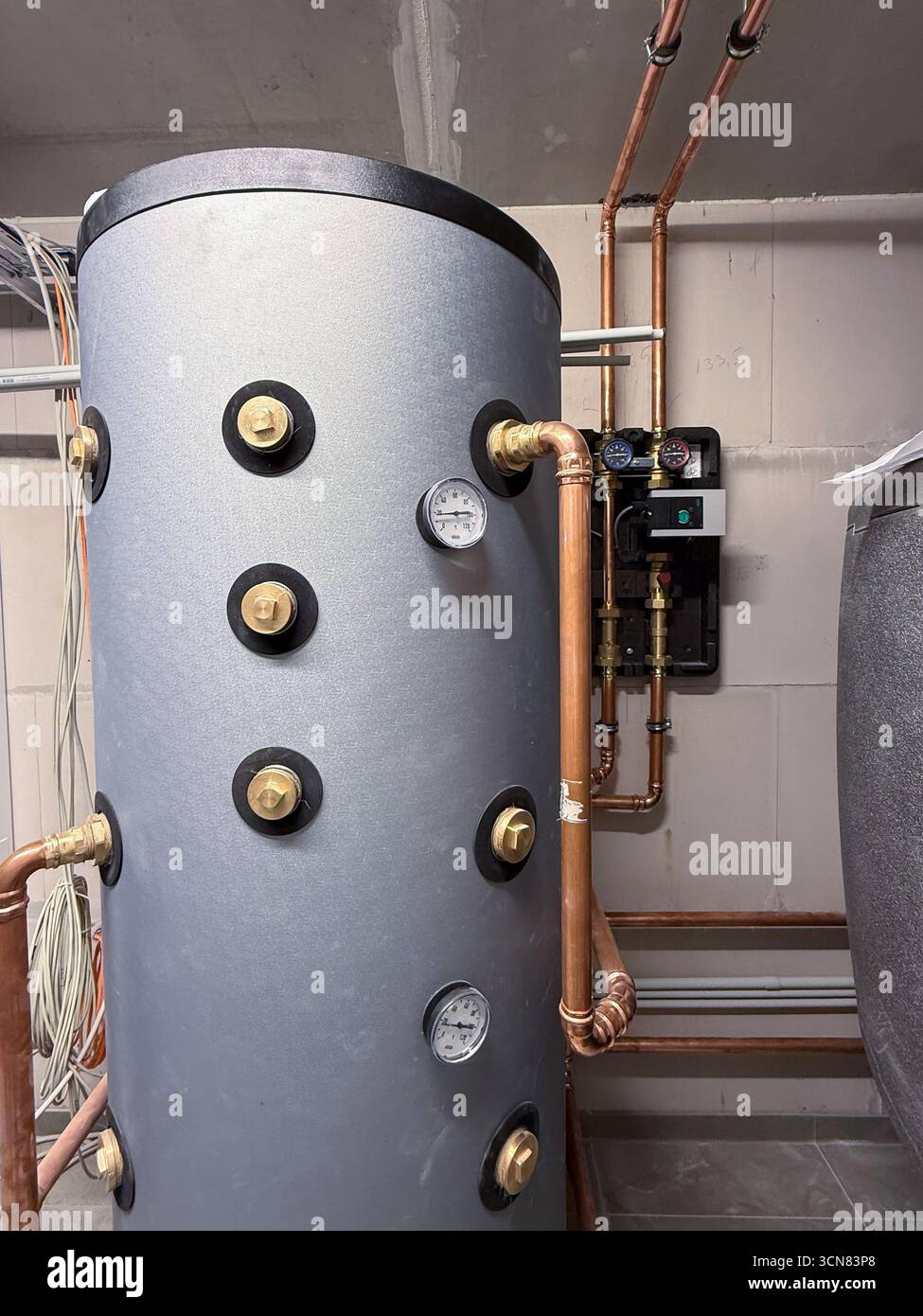 Boiler Of A Modern Heat Pump System In The New Shell Of An Apartment ...