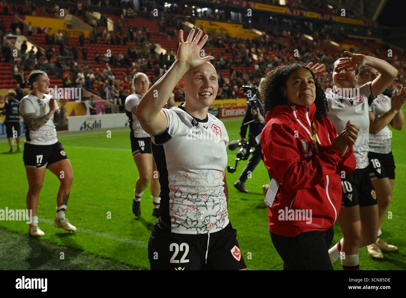 Canada's Olivia Apps celebrates after the Women's Rugby World Cup 2025 ...