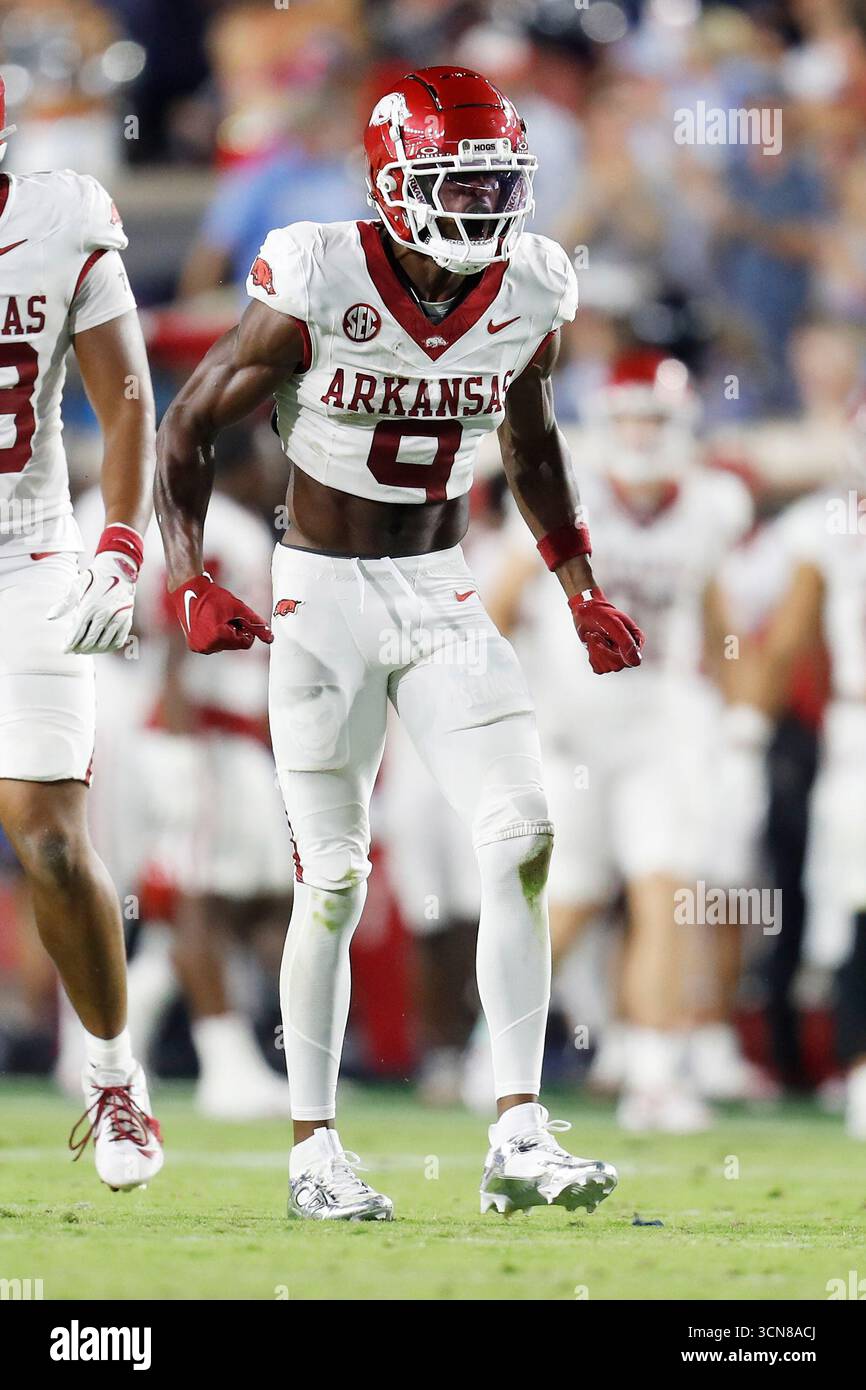 OXFORD, MS - SEPTEMBER 13: Arkansas Razorbacks wide receiver O'Mega ...