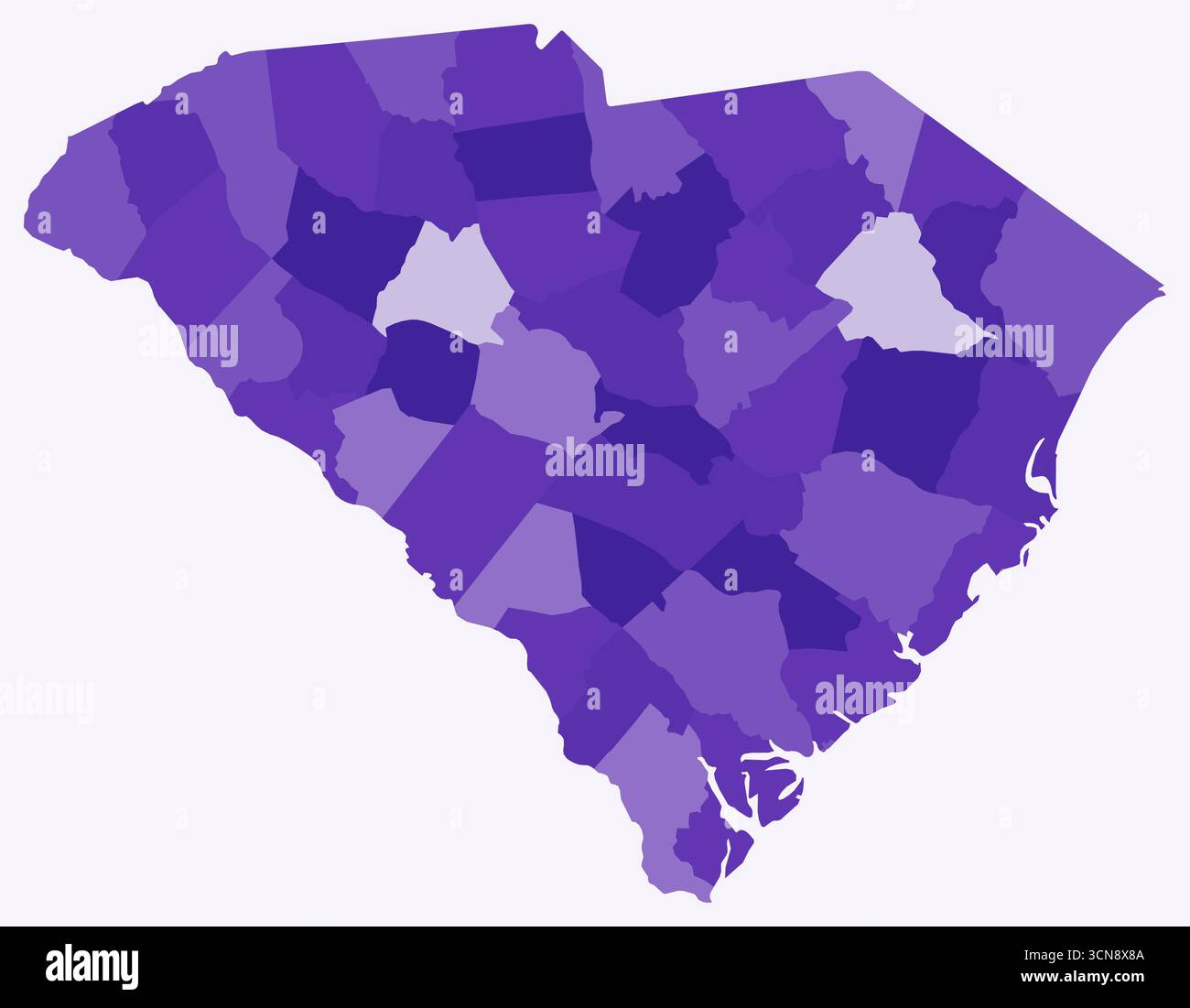 Map of South Carolina with counties. A simple state border map with ...