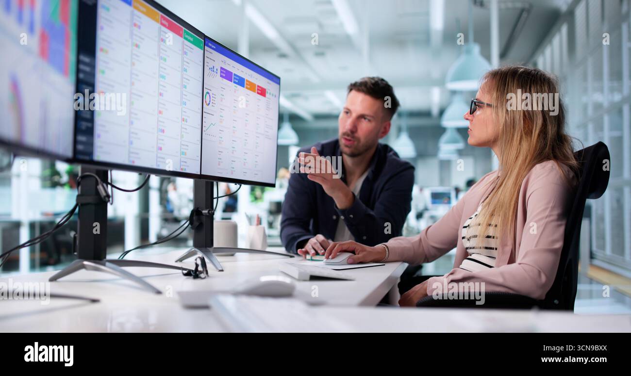 Corporate Leaders Training Employees On CRM Software For Customer Support. Stock Photo