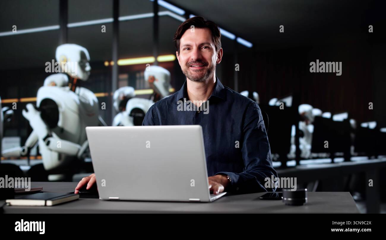 Innovative Engineers Develop Advanced Artificial Intelligence Software For Humanoid Robots Stock Photo