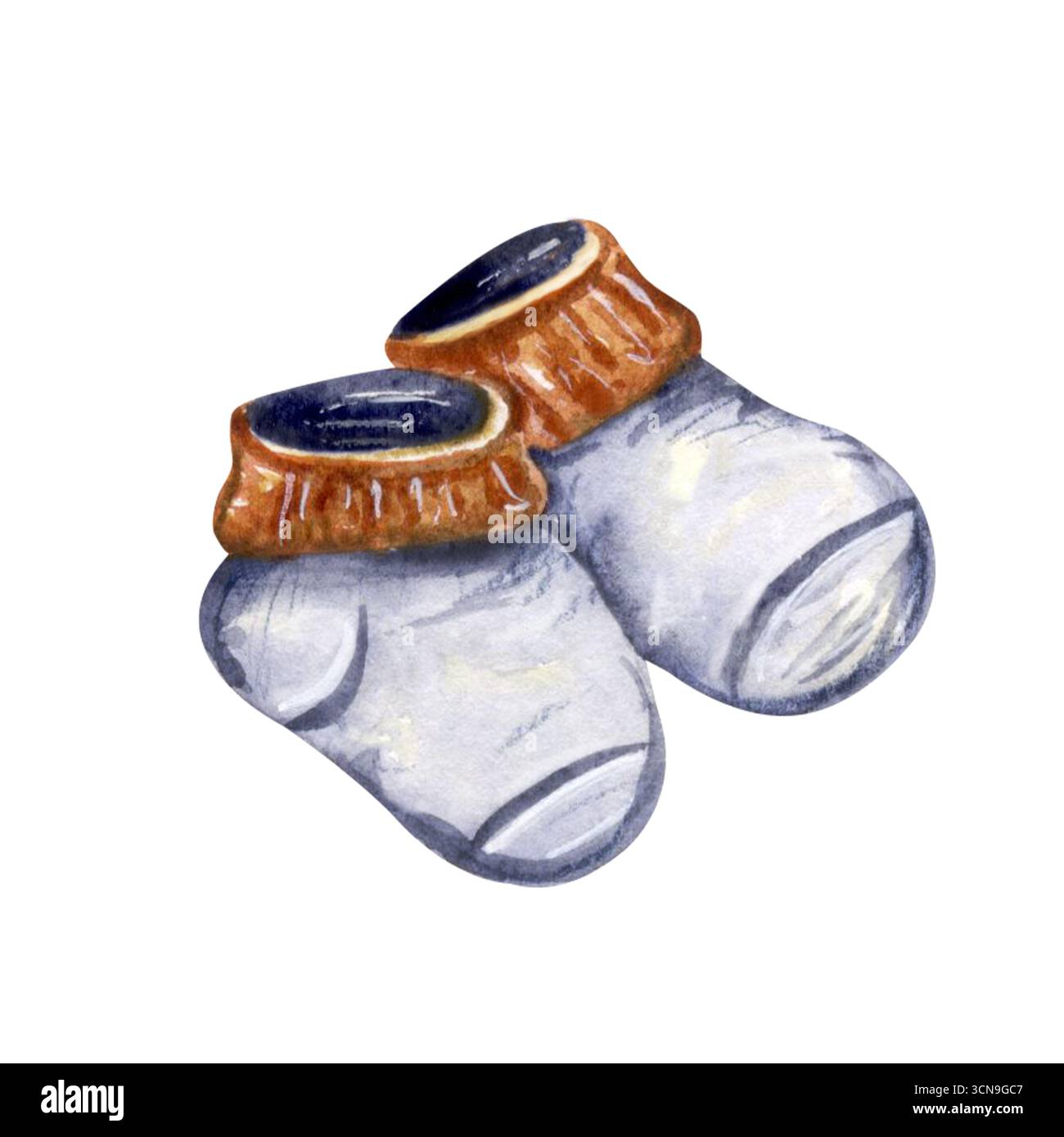 Watercolor baby socks, cute nursery clipart element Stock Photo - Alamy