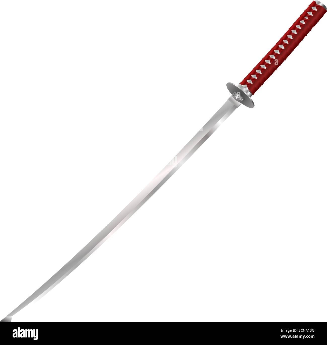 Katana sword, vector illustration of a samurai weapon isolated on white ...