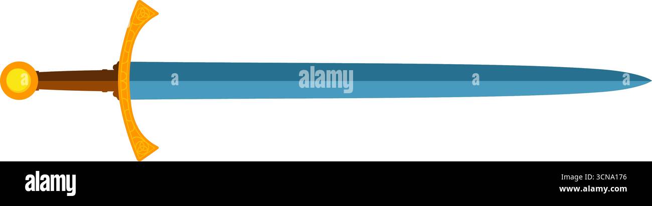 Medieval sword, vector illustration with colors isolated on white ...