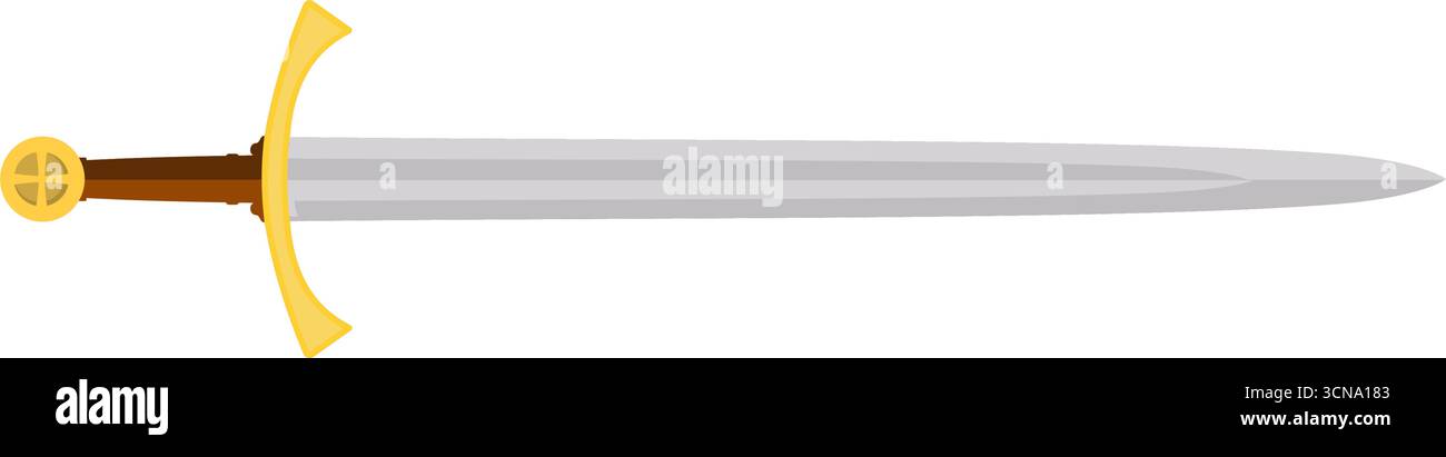 Medieval sword, vector illustration with colors isolated on white ...