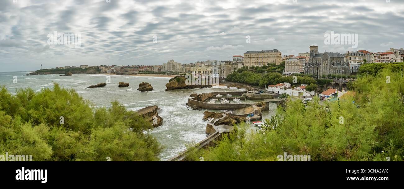 Beautiful coast of Biarritz, France, on the Bay of Biscay Stock Photo