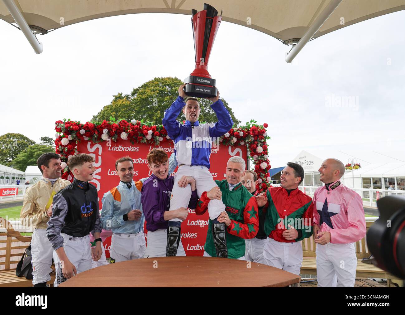 Jason Hart after winning the Jockey Race during Ayr Gold Cup Saturday ...