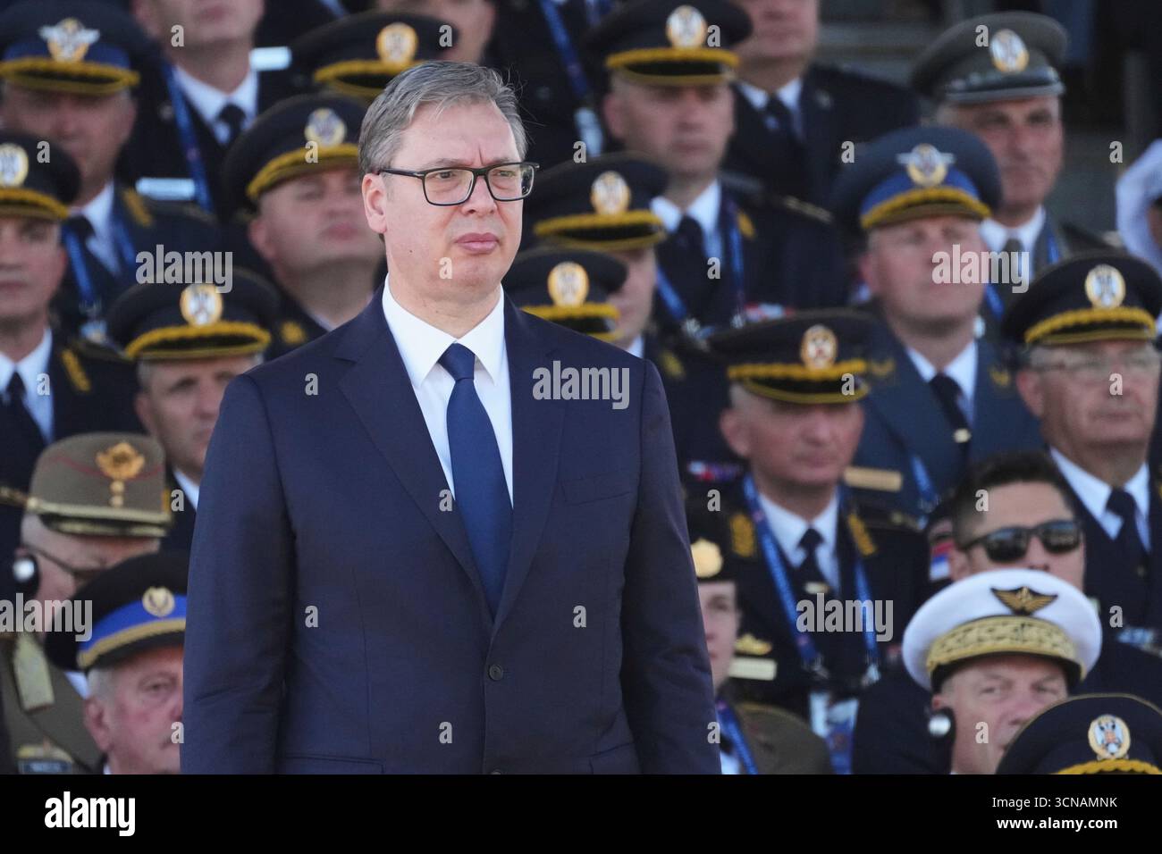 Serbian President Aleksandar Vucic attends a military parade in ...