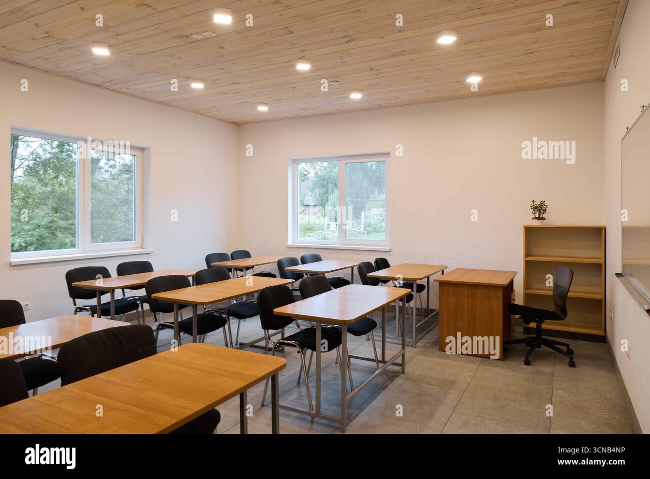 The Contemporary Design of a Modern Classroom Featuring Desks and ...