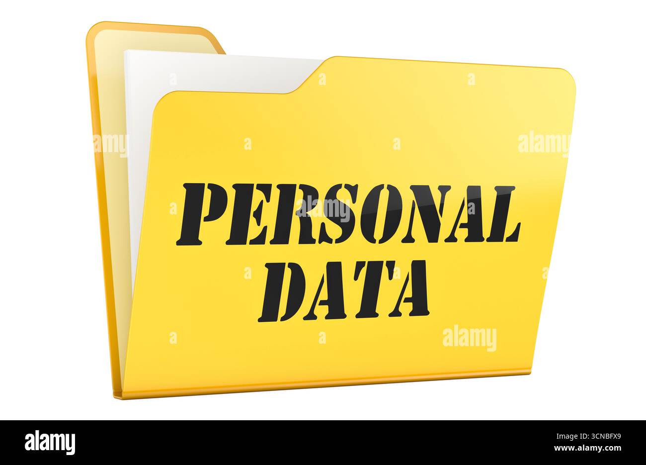 Personal Data, yellow file folder. 3D rendering isolated on white background Stock Photo