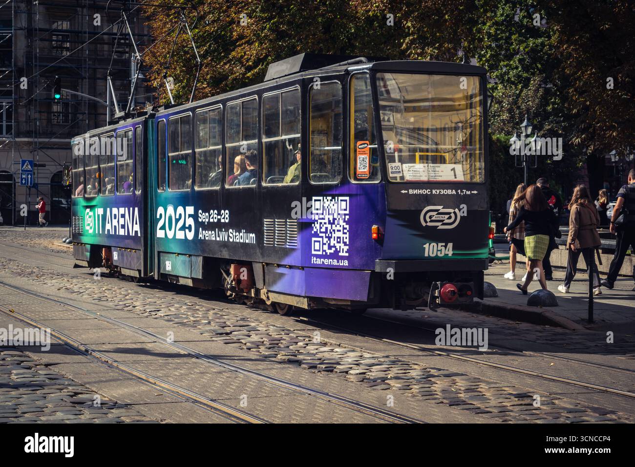 Lviv, Ukraine, September 18, 2025 Trams operate in the city of Lviv ...
