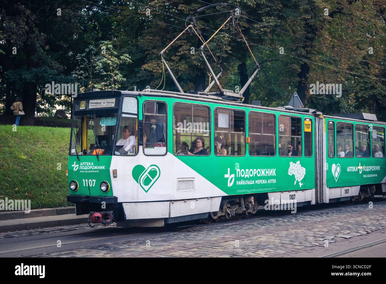 Lviv, Ukraine, September 18, 2025 Trams operate in the city of Lviv ...