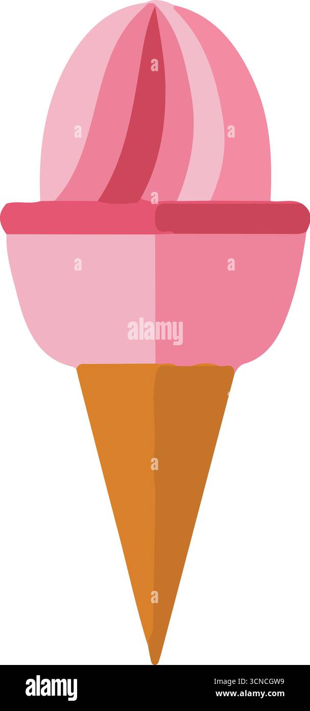 Strawberry ice cream cone illustrations Stock Vector