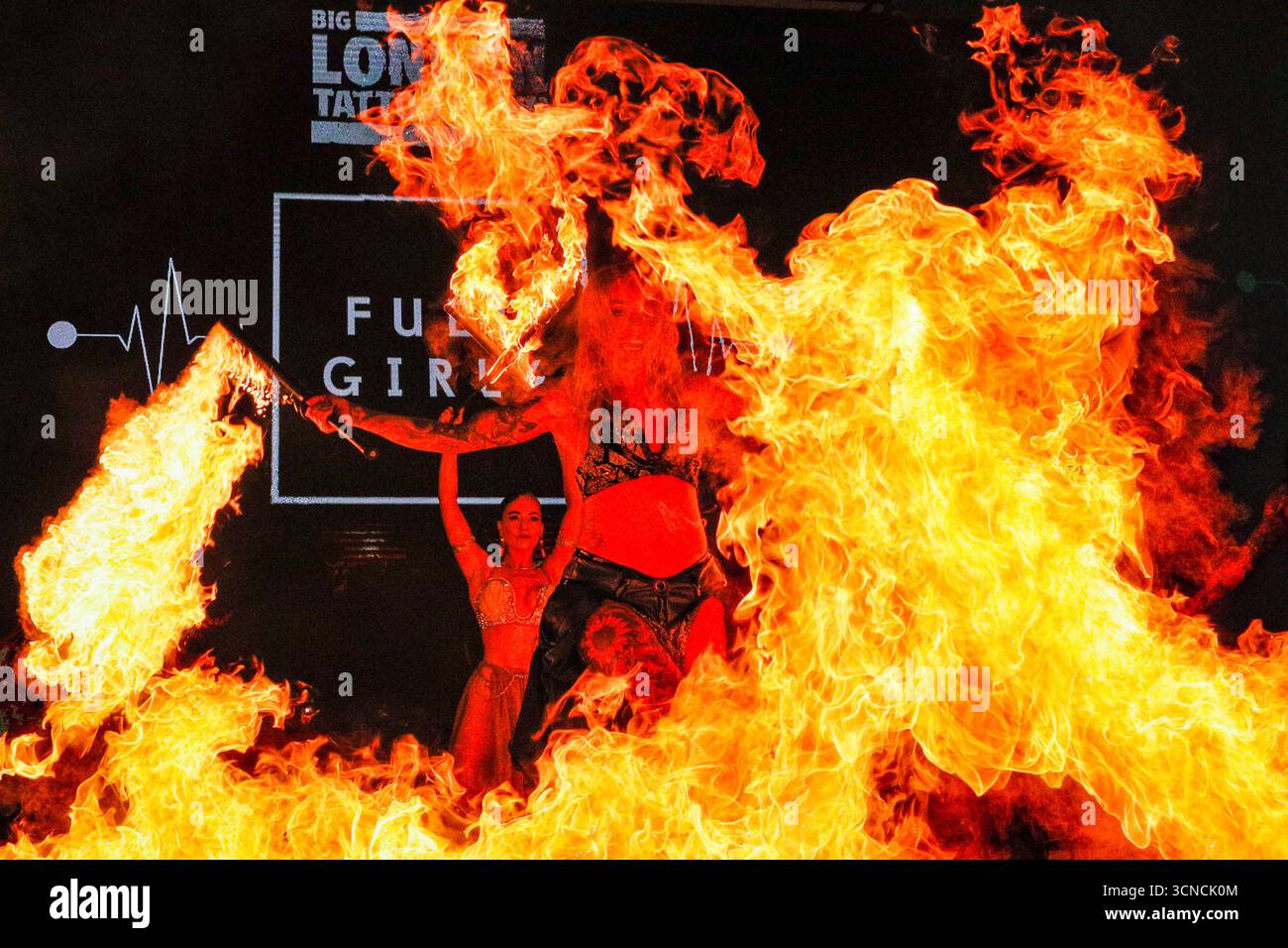London, UK, 20th Sep 2025. The Fuel Girls with their fire and pyro ...