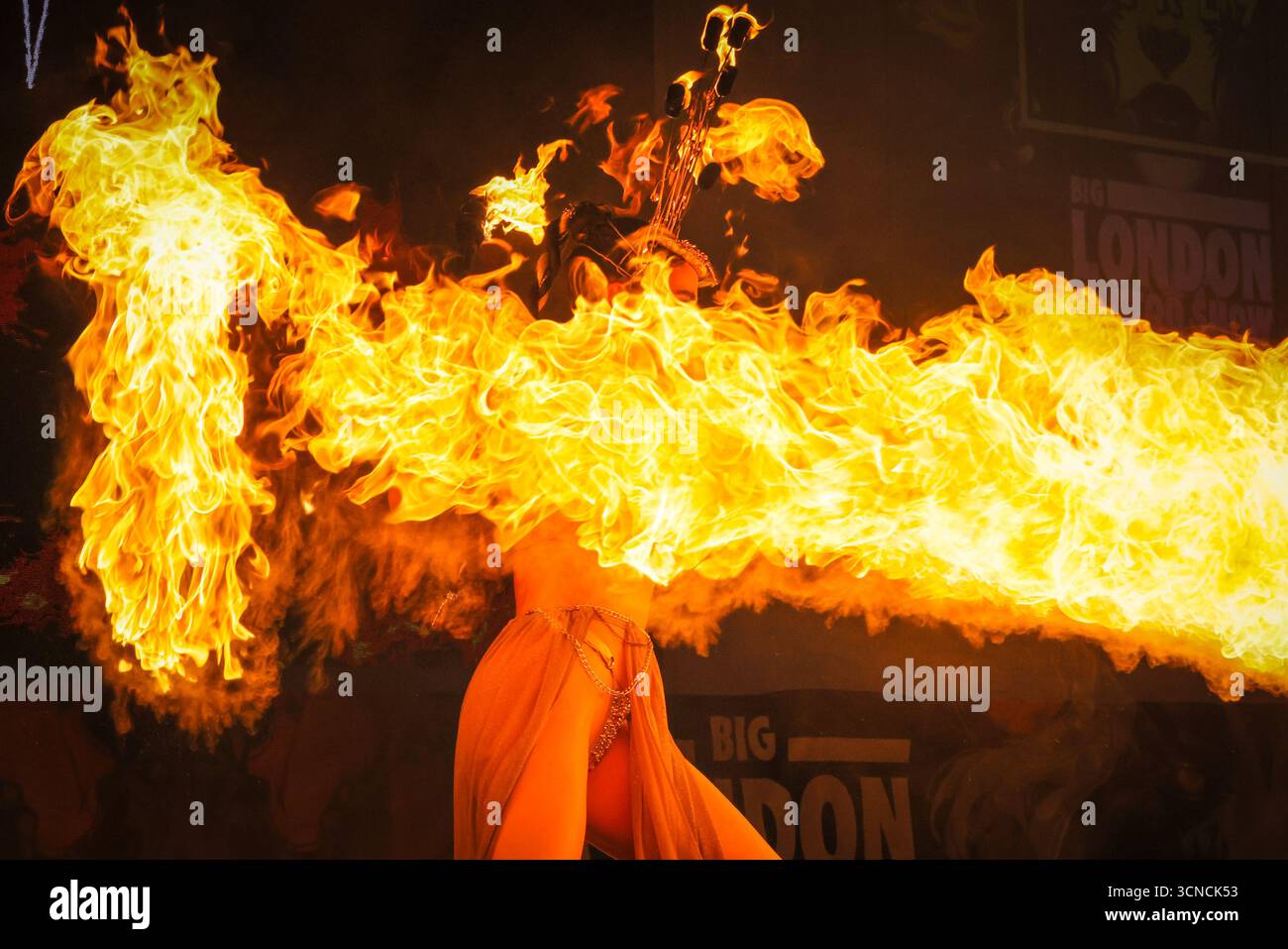 London, UK, 20th Sep 2025. The Fuel Girls with their fire and pyro ...