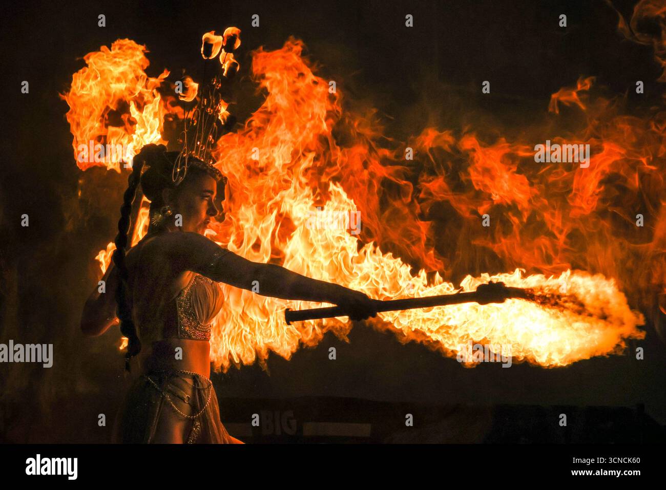 London, UK, 20th Sep 2025. The Fuel Girls with their fire and pyro ...