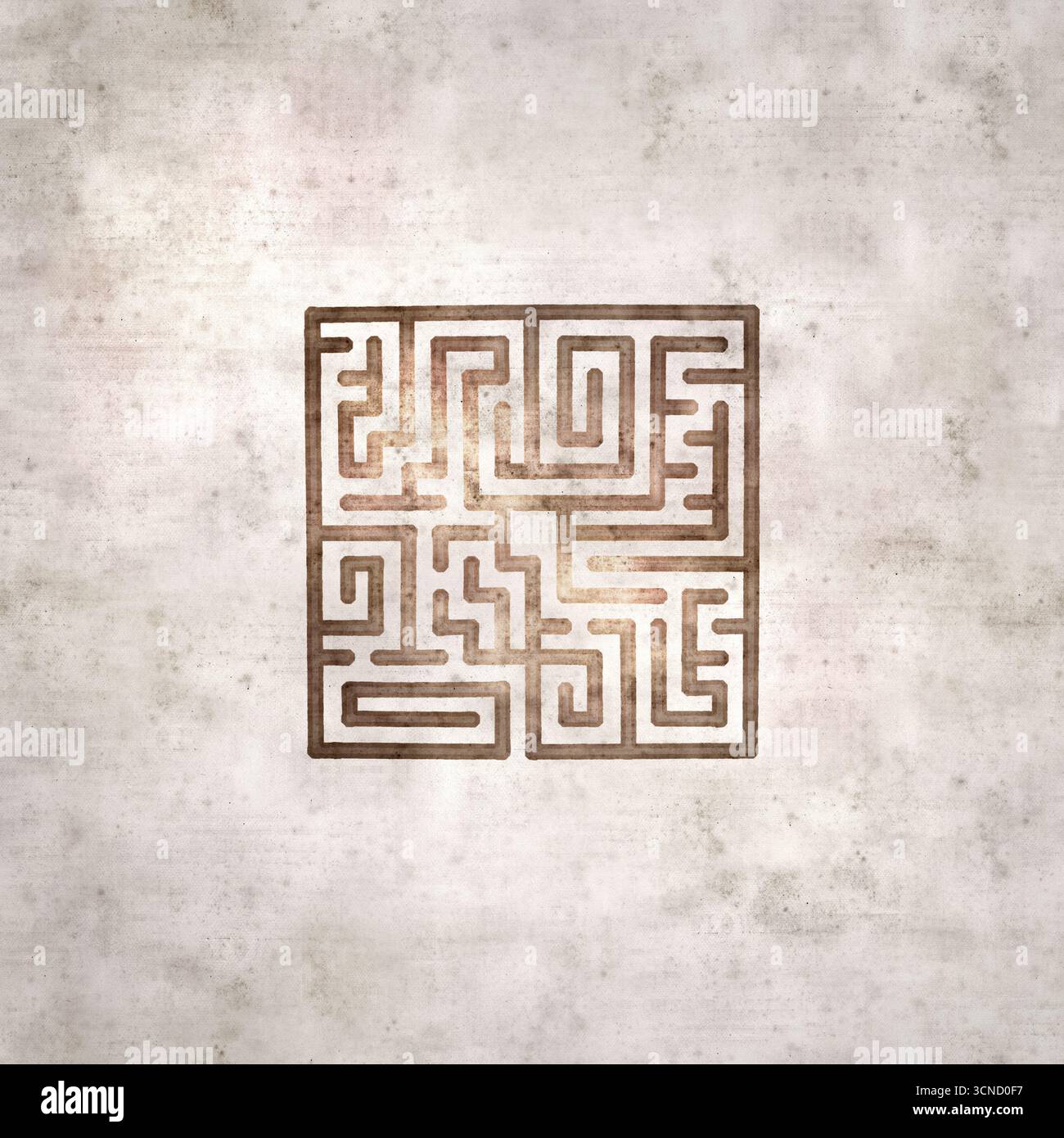 square stylish old textured paper background with labyrinth with ...