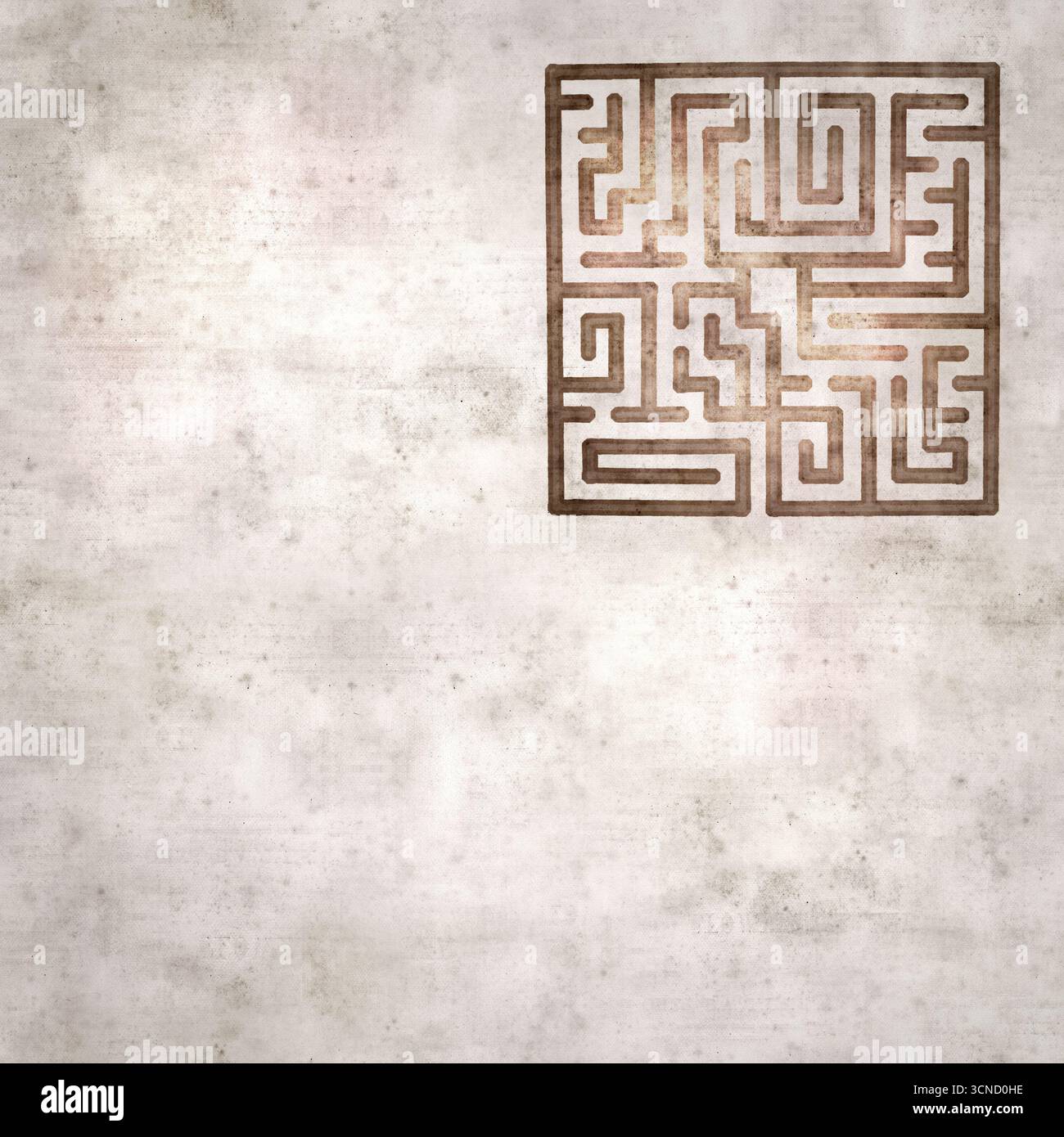 square stylish old textured paper background with labyrinth with ...